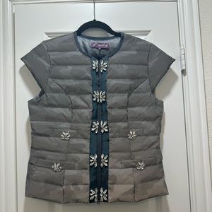 Glamourpuss Puffer vest Signature Embellished Cap Sleeve